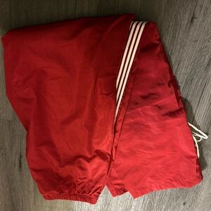 Edikted Red Track Pants with White Stripes
